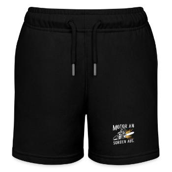 Motor On Worries Out Of Motivation Chainsaw Power - Kids Organic Sweat Shorts by Stanley/Stella - black - Front