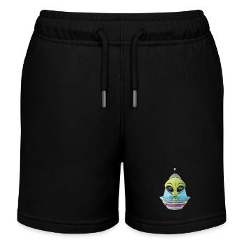 Alien head looks out of spaceship - Kids Organic Sweat Shorts by Stanley/Stella - black - Front