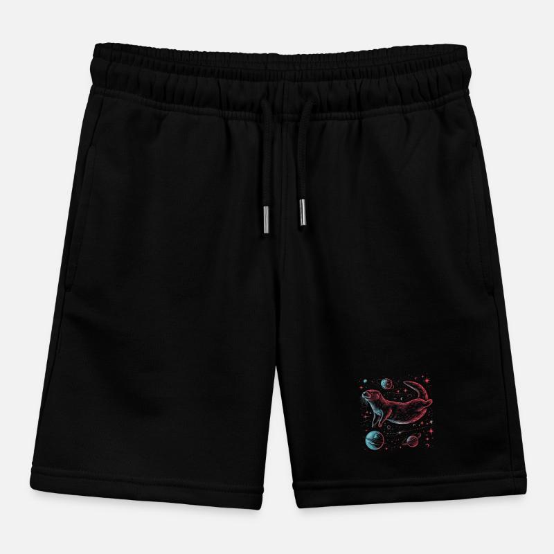 Otter Space Funny Otter Astronaut Kids Organic Sweat Shorts by Stanley/Stella