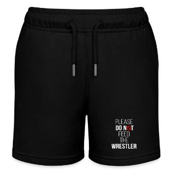 Please Do Not Feed The Wrestler Funny Wrestling - Kids Organic Sweat Shorts by Stanley/Stella - black - Front