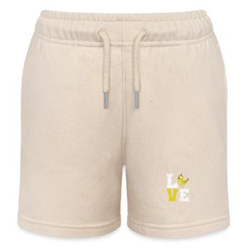 Love lettering with canary - Kids Organic Sweat Shorts by Stanley/Stella - soft Ecru - Front