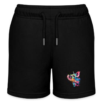 Schwein Lustig Bauer Landwirt Geschenk - Kinder Organic Joggingshorts Mini Bolter von Stanley/Stella - Schwarz - Vorne