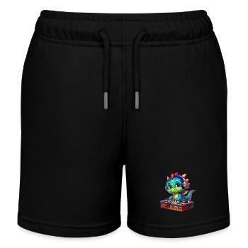 Drache DJ, Discjockey, Diskjockey oder Disk Jockey - Kinder Organic Joggingshorts Mini Bolter von Stanley/Stella - Schwarz - Vorne