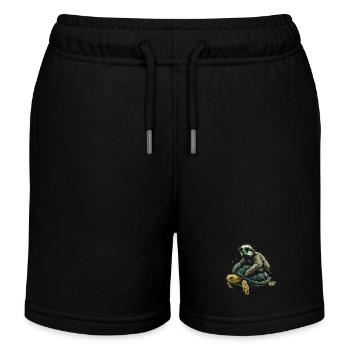 Sloth Turtle Funny Gift - Kids Organic Sweat Shorts by Stanley/Stella - black - Front