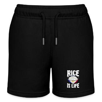 Rice is Life – Gift Idea - Kids Organic Sweat Shorts by Stanley/Stella - black - Front