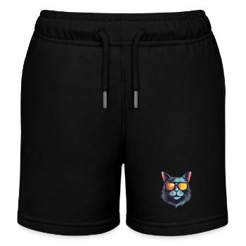Katze Kopf Porträt Cool - Kinder Organic Joggingshorts Mini Bolter von Stanley/Stella - Schwarz - Vorne