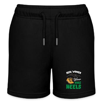 Funny Real Women Wear Hike Heels - Kids Organic Sweat Shorts by Stanley/Stella - black - Front