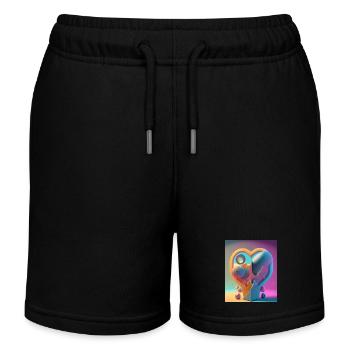 Coeur sculpté dans la pierre : explosion abstraite de couleurs - Short de jogging enfant bio Stanley/Stella - noir - Devant