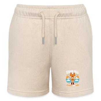 Smart Giraffe Stand tall & Elevate Your Mind - Kids Organic Sweat Shorts by Stanley/Stella - soft Ecru - Front