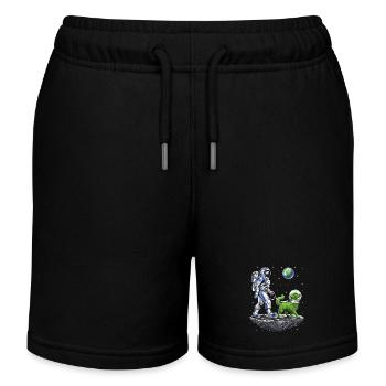 Weltraum-Astronaut geht mit Alien-Hund spazieren - Kinder Organic Joggingshorts Mini Bolter von Stanley/Stella - Schwarz - Vorne