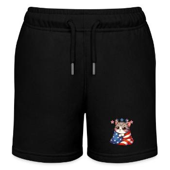 All American Cat Unabhängigkeitstag Katze Amerika - Kinder Organic Joggingshorts Mini Bolter von Stanley/Stella - Schwarz - Vorne