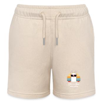 She's a Bad Yaya Llama TShirt Mom Mama Grandma - Kids Organic Sweat Shorts by Stanley/Stella - soft Ecru - Front