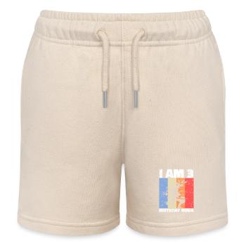 3ème anniversaire Ninja Retro Boy 3 ans cadeau - Short de jogging enfant bio Stanley/Stella - écru doux - Devant