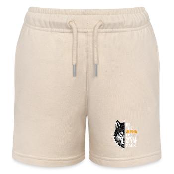 Wolf Wolves Funny Sayings Wolf Pack Animals - Kids Organic Sweat Shorts by Stanley/Stella - soft Ecru - Front