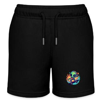 Skater Alien - Kinder Organic Joggingshorts Mini Bolter von Stanley/Stella - Schwarz - Vorne