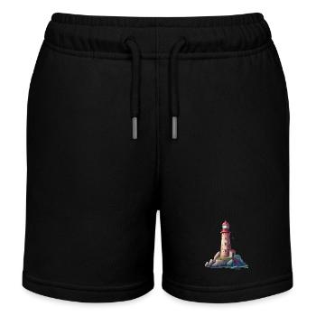 Leuchtturm An Der Felsigen Küste - Kinder Organic Joggingshorts Mini Bolter von Stanley/Stella - Schwarz - Vorne