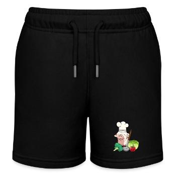 Schwein Koch Köchin Gemüse Küche - Kinder Organic Joggingshorts Mini Bolter von Stanley/Stella - Schwarz - Vorne