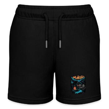 Fahrrad Camping Zelten Berge Natur Ausflug - Kinder Organic Joggingshorts Mini Bolter von Stanley/Stella - Schwarz - Vorne