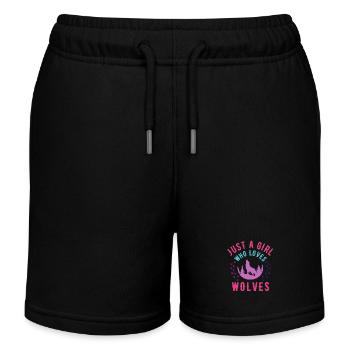 Just a girl who loves wolves - Kids Organic Sweat Shorts by Stanley/Stella - black - Front