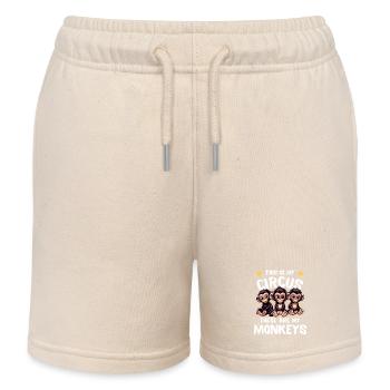 Mother's Day Mom Family Kids Monkeys Chimpanzees - Kids Organic Sweat Shorts by Stanley/Stella - soft Ecru - Front