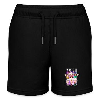 Whats Up Sister Funny Trendy Streamer Cute Girl - Kids Organic Sweat Shorts by Stanley/Stella - black - Front