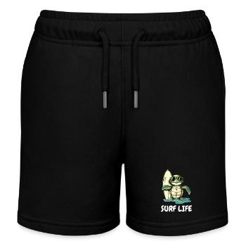 Turtle Vintage Surfer Gift - Kids Organic Sweat Shorts by Stanley/Stella - black - Front