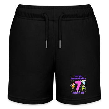 7th Birthday Fairies Magic Fantasy Girl 7 Years - Kids Organic Sweat Shorts by Stanley/Stella - black - Front