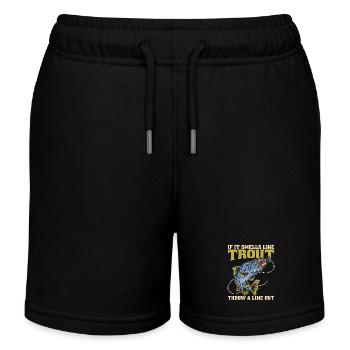 Trout Fishing If It Smells Like Trout Sportfishing - Kids Organic Sweat Shorts by Stanley/Stella - black - Front