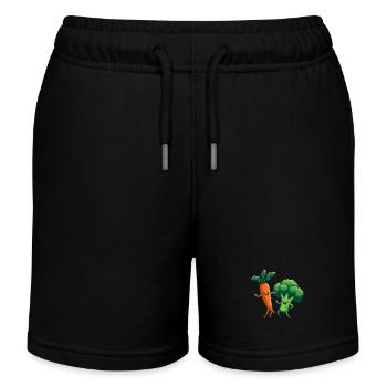 Carrot and broccoli dancing - Kids Organic Sweat Shorts by Stanley/Stella - black - Front