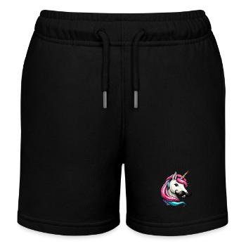 Licorne à moustache - Short de jogging enfant bio Stanley/Stella - noir - Devant