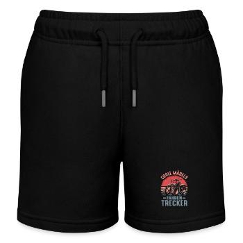 Cool Girls Driving Tractor Farm Farmer's Wife - Kids Organic Sweat Shorts by Stanley/Stella - black - Front