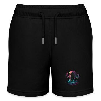 Surfing Retro Vintage Surfer Gift - Kids Organic Sweat Shorts by Stanley/Stella - black - Front