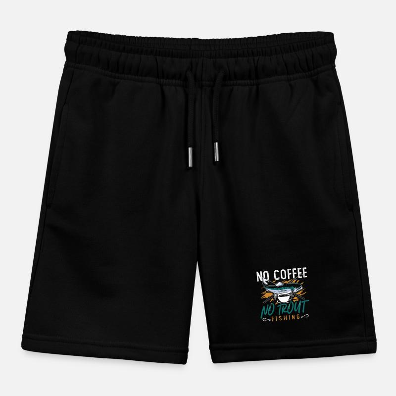 Pêcheur de truites Pas de café Pas de pêcheur amateur de café Short de jogging enfant bio Stanley/Stella