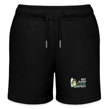 Eat Sleep Surf Repeat Turtle - Kids Organic Sweat Shorts by Stanley/Stella - black - Front