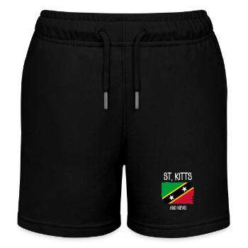 Saint Kitts and Nevis - Caribbean - West Indies - Kids Organic Sweat Shorts by Stanley/Stella - black - Front