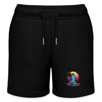 Surfing Retro Wave Surfer Gift - Kids Organic Sweat Shorts by Stanley/Stella - black - Front