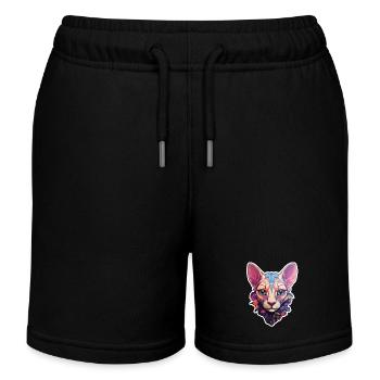 Tête de chat Sphynx - Short de jogging enfant bio Stanley/Stella - noir - Devant