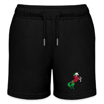 Einhorn Wales Flagge T-Shirt Magisches Einhorn Walisisch - Kinder Organic Joggingshorts Mini Bolter von Stanley/Stella - Schwarz - Vorne