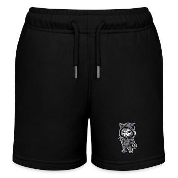 Angry Angry Cat - Kids Organic Sweat Shorts by Stanley/Stella - black - Front