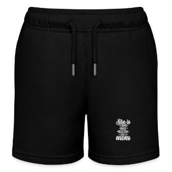 She is Strong Brave Beautiful Lovely Mom - Kinder Organic Joggingshorts Mini Bolter von Stanley/Stella - Schwarz - Vorne