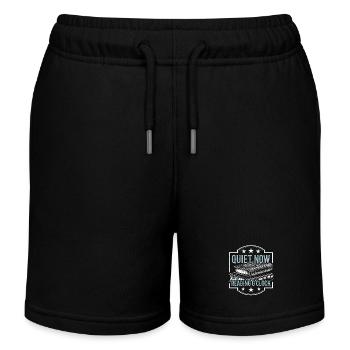 Reading Quiet Now It's Reading O'Clock Bookworm - Kids Organic Sweat Shorts by Stanley/Stella - black - Front