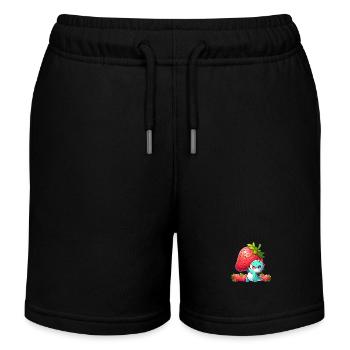 Dinosaurier mit Riesen-Erdbeere - Kinder Organic Joggingshorts Mini Bolter von Stanley/Stella - Schwarz - Vorne