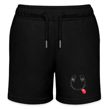 Smiling Headphones #lovely toons - Kids Organic Sweat Shorts by Stanley/Stella - black - Front