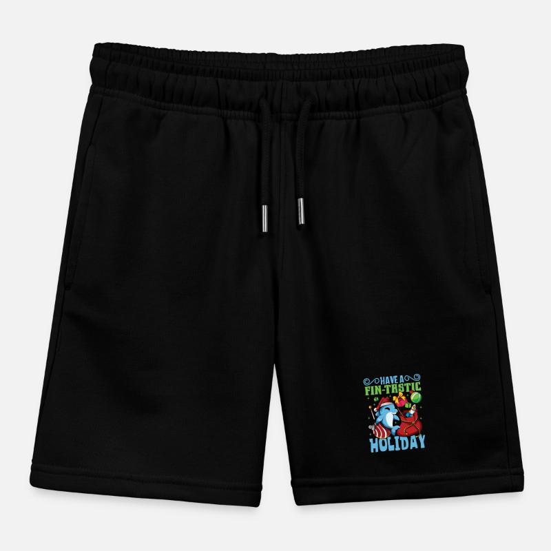 Have a fin-tastic holiday - Christmas Dolphin Kids Organic Sweat Shorts by Stanley/Stella