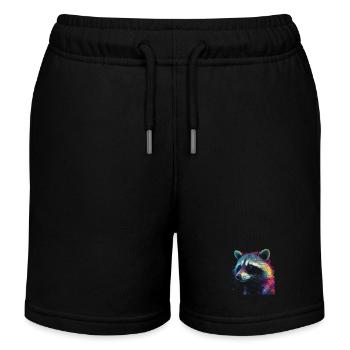 Waschbär Kunstwerk - Tier Kunst Waschbär - Kinder Organic Joggingshorts Mini Bolter von Stanley/Stella - Schwarz - Vorne