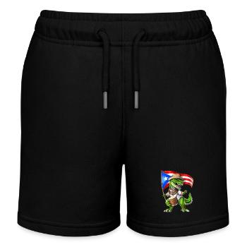 Puerto Rico T-Rex Dinosaur - Kids Organic Sweat Shorts by Stanley/Stella - black - Front