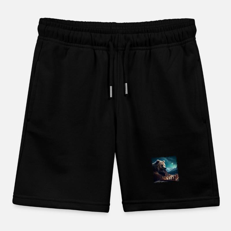 Chess Playing Bear Kids Organic Sweat Shorts by Stanley/Stella
