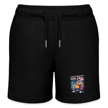 Tschüss Kindergarten Hallo Schule 2024 teddy-bär - Kinder Organic Joggingshorts Mini Bolter von Stanley/Stella - Schwarz - Vorne