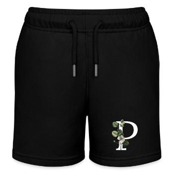 Buchstabe P Grüne Botanik - Kinder Organic Joggingshorts Mini Bolter von Stanley/Stella - Schwarz - Vorne