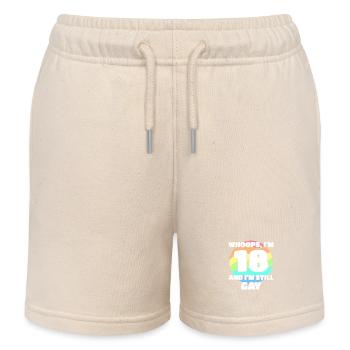 Funny Gay Pride - 18th Birthday 18 BDay Lesbian - Kids Organic Sweat Shorts by Stanley/Stella - soft Ecru - Front